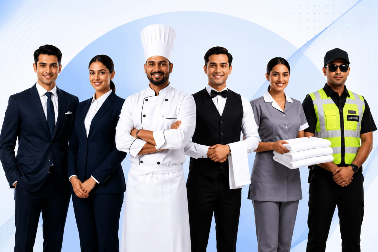 Sai Creations uniforms — formal, hospitality, chef, waiter, housekeeping and security staff